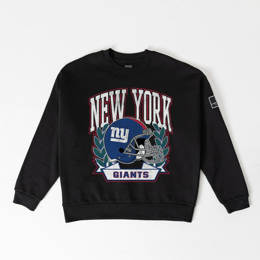 New York Giants Gameday Couture Women's Oversized Victory Lane Black Label Premium Fleece Sweatshirt - Black sale