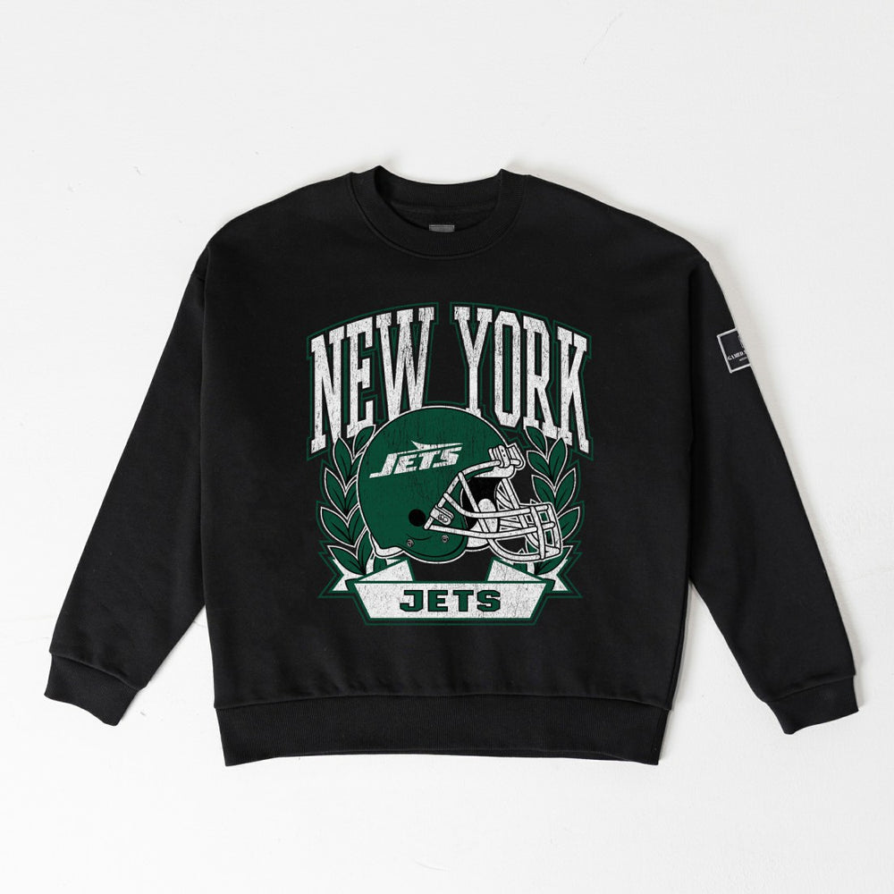 New York Jets Gameday Couture Women's Oversized Victory Lane Black Label Premium Fleece Sweatshirt - Black sale