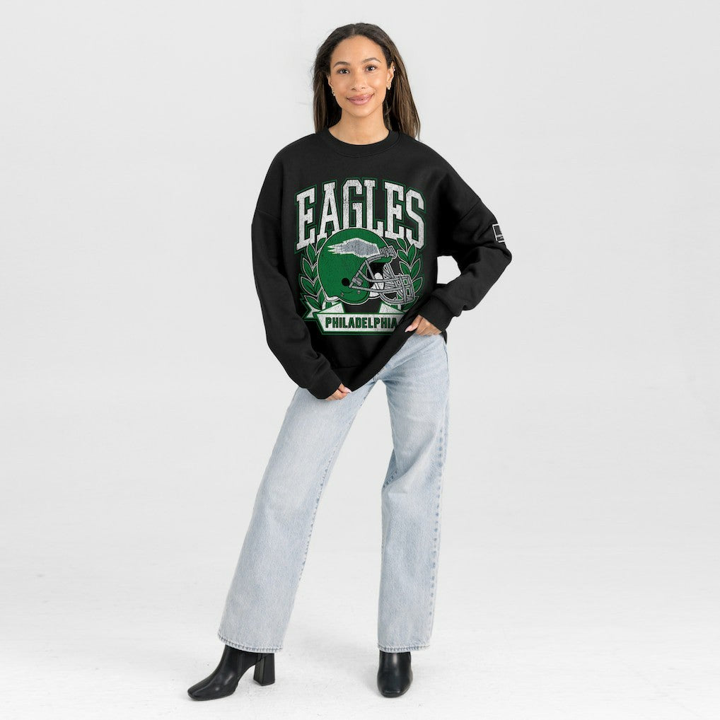 Philadelphia Eagles Gameday Couture Women's Oversized Victory Lane Black Label Premium Fleece Sweatshirt - Black discount