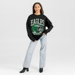Philadelphia Eagles Gameday Couture Women's Oversized Victory Lane Black Label Premium Fleece Sweatshirt - Black discount
