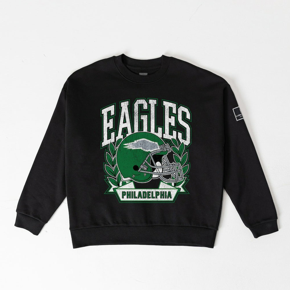 Philadelphia Eagles Gameday Couture Women's Oversized Victory Lane Black Label Premium Fleece Sweatshirt - Black discount