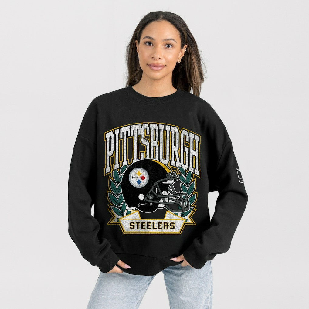 Pittsburgh Steelers Gameday Couture Women's Oversized Victory Lane Black Label Premium Fleece Sweatshirt - Black outlet