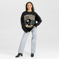 Pittsburgh Steelers Gameday Couture Women's Oversized Victory Lane Black Label Premium Fleece Sweatshirt - Black outlet
