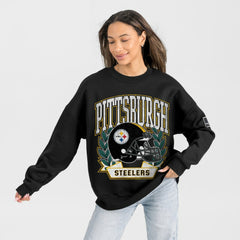 Pittsburgh Steelers Gameday Couture Women's Oversized Victory Lane Black Label Premium Fleece Sweatshirt - Black outlet