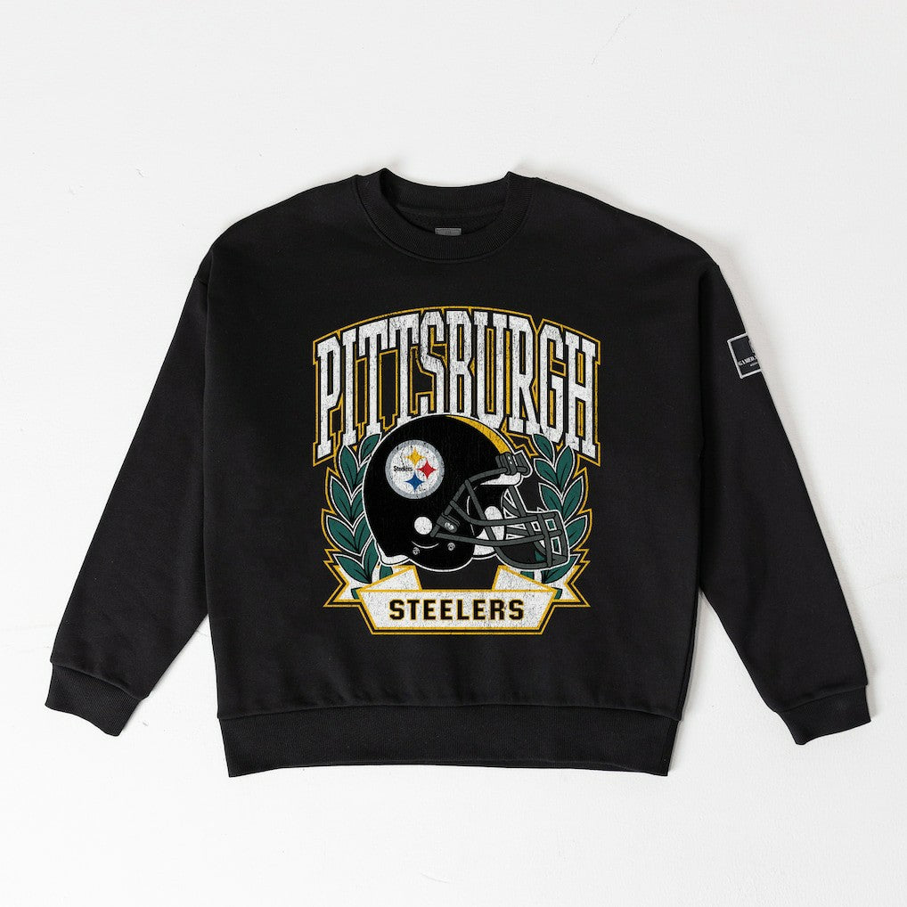 Pittsburgh Steelers Gameday Couture Women's Oversized Victory Lane Black Label Premium Fleece Sweatshirt - Black outlet