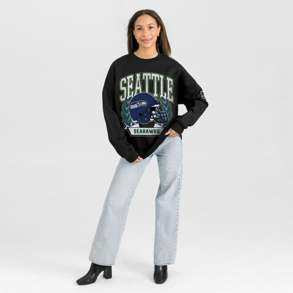 Seattle Seahawks Gameday Couture Women's Oversized Victory Lane Black Label Premium Fleece Sweatshirt - Black online