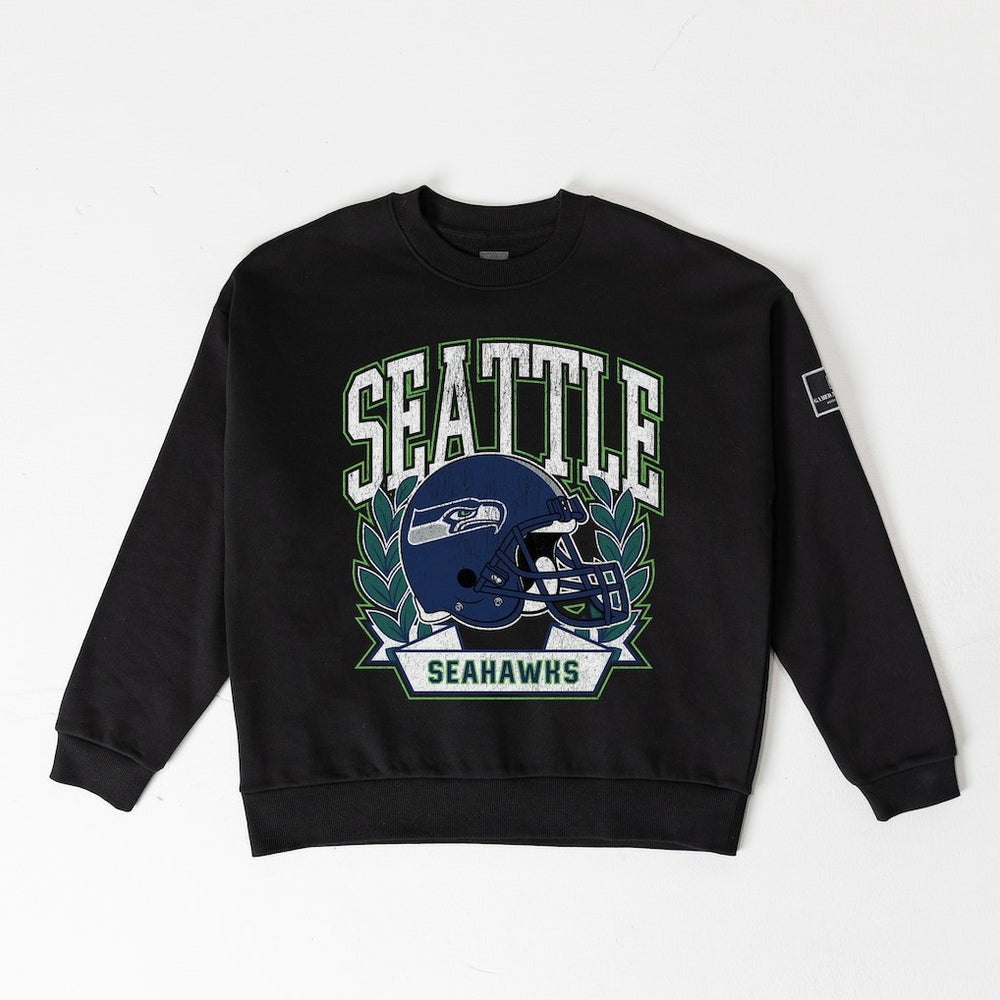 Seattle Seahawks Gameday Couture Women's Oversized Victory Lane Black Label Premium Fleece Sweatshirt - Black online