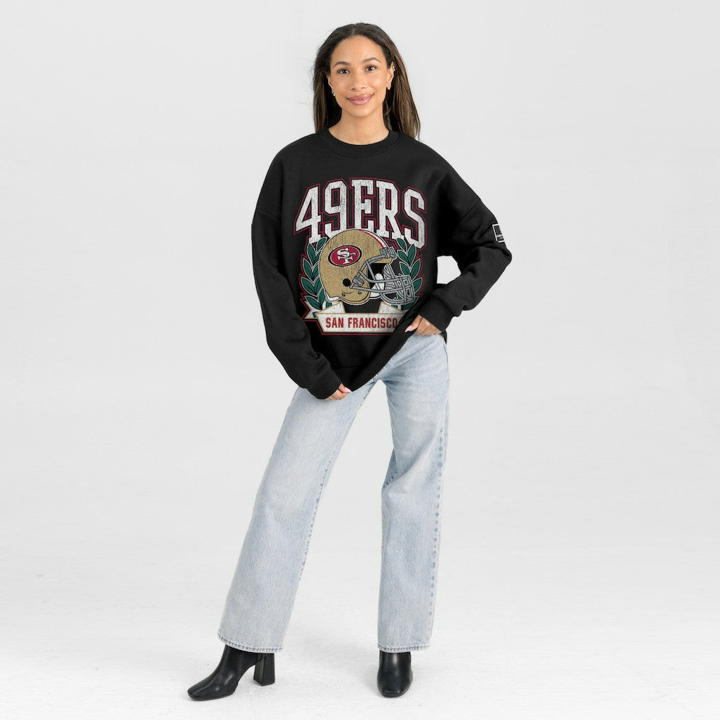 San Francisco 49ers Gameday Couture Women's Oversized Victory Lane Black Label Premium Fleece Sweatshirt - Black cheap