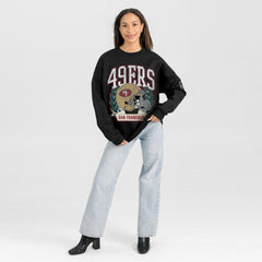 San Francisco 49ers Gameday Couture Women's Oversized Victory Lane Black Label Premium Fleece Sweatshirt - Black cheap