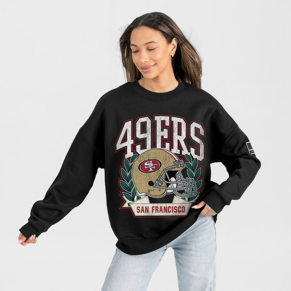 San Francisco 49ers Gameday Couture Women's Oversized Victory Lane Black Label Premium Fleece Sweatshirt - Black cheap