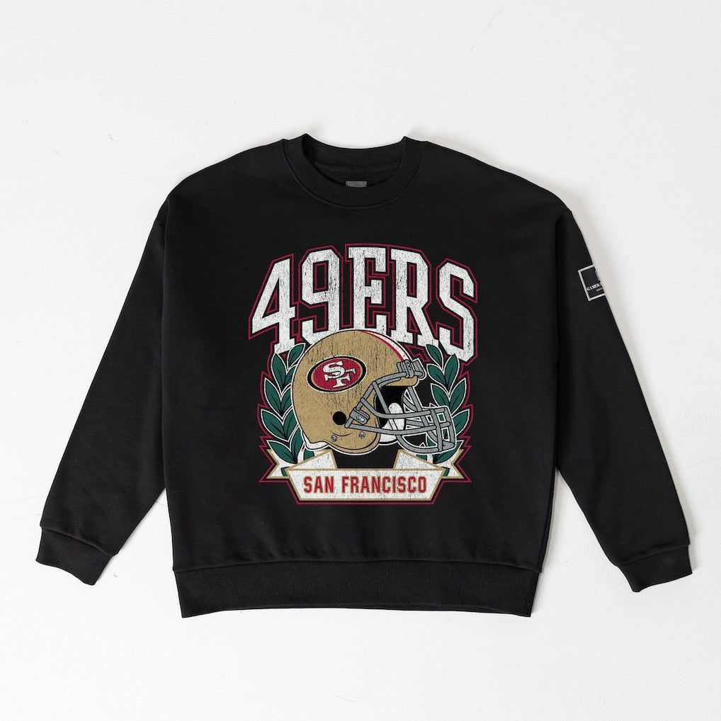 San Francisco 49ers Gameday Couture Women's Oversized Victory Lane Black Label Premium Fleece Sweatshirt - Black cheap
