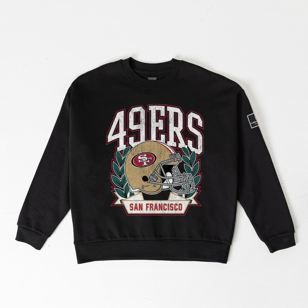 San Francisco 49ers Gameday Couture Women's Oversized Victory Lane Black Label Premium Fleece Sweatshirt - Black cheap