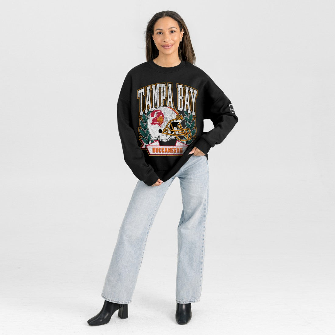 Tampa Bay Buccaneers Gameday Couture Women's Oversized Victory Lane Black Label Premium Fleece Sweatshirt - Black on sale