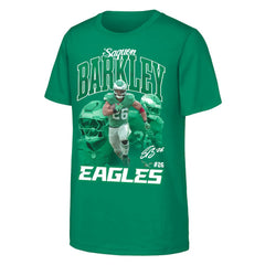 Saquon Barkley Philadelphia Eagles Outerstuff Youth Triple Pic T-Shirt - Midnight Green discount