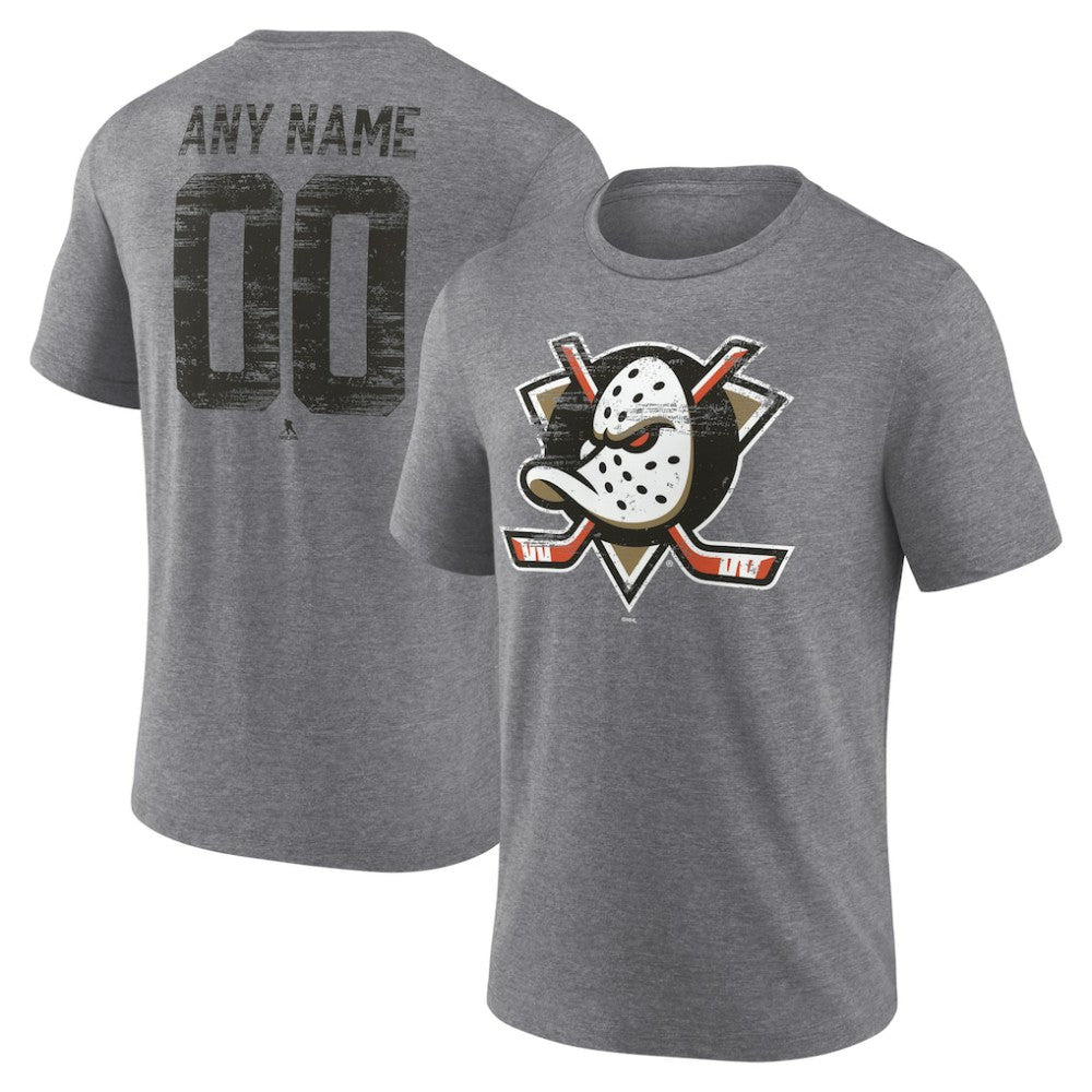 Anaheim Ducks Heritage Custom Tri-Blend T-Shirt Gray