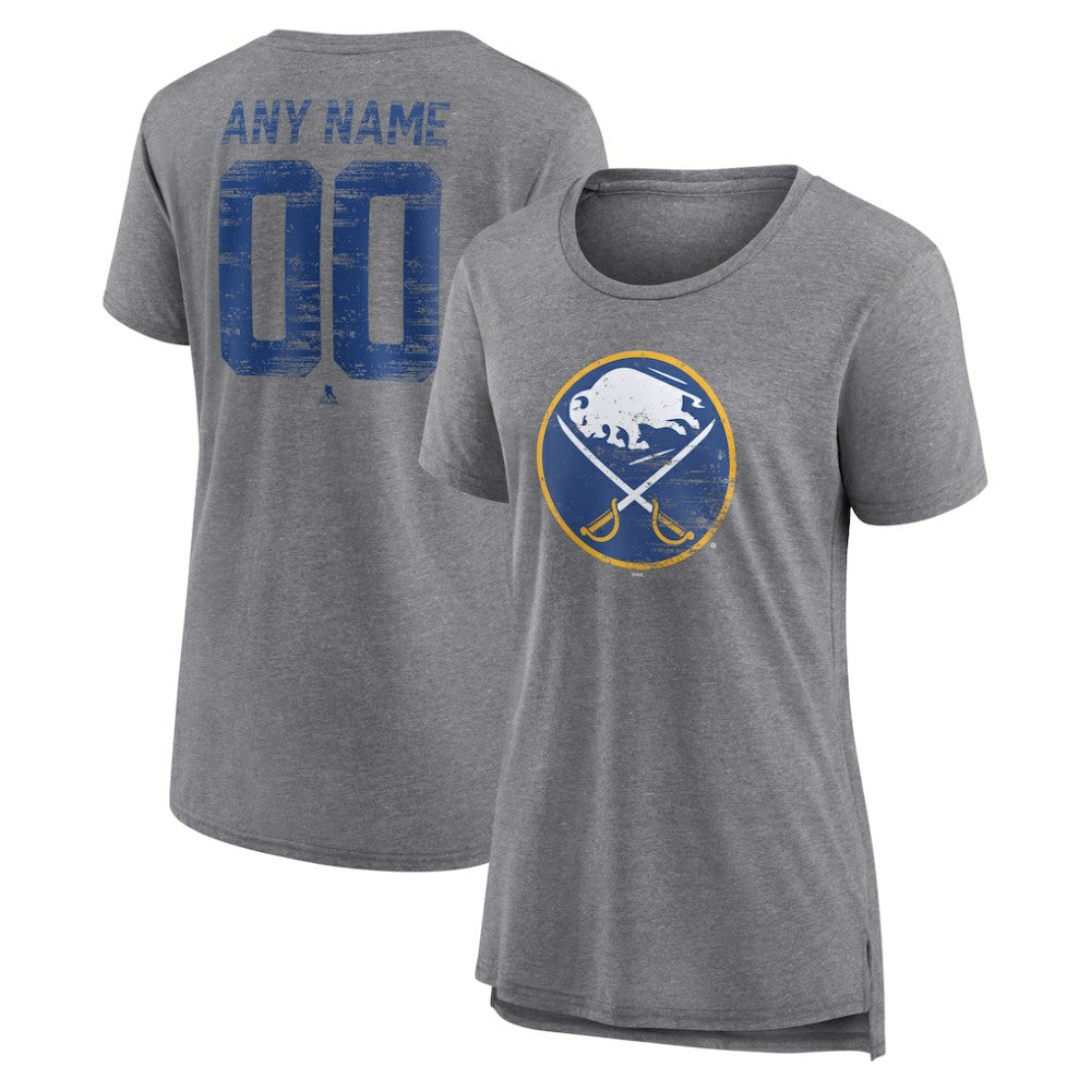 Buffalo Sabres Women's Heritage Custom Tri-Blend T-Shirt Gray
