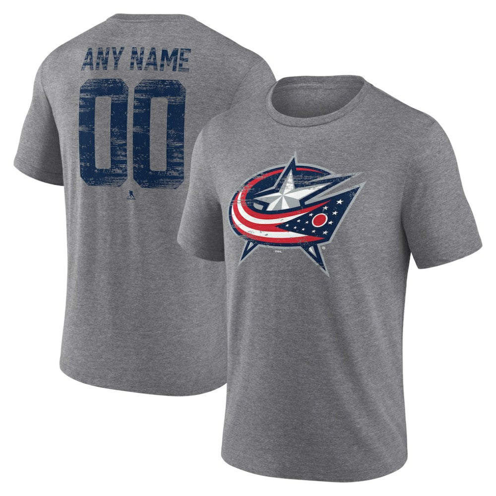 Columbus Blue Jackets Heritage Custom Tri-Blend T-Shirt Gray