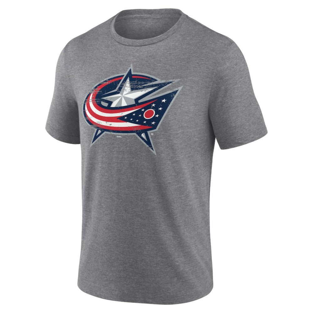 Columbus Blue Jackets Heritage Custom Tri-Blend T-Shirt Gray
