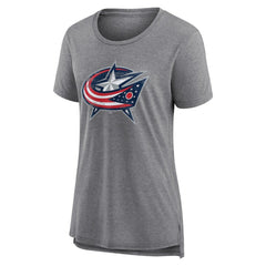 Columbus Blue Jackets Women's Heritage Custom Tri-Blend T-Shirt Gray