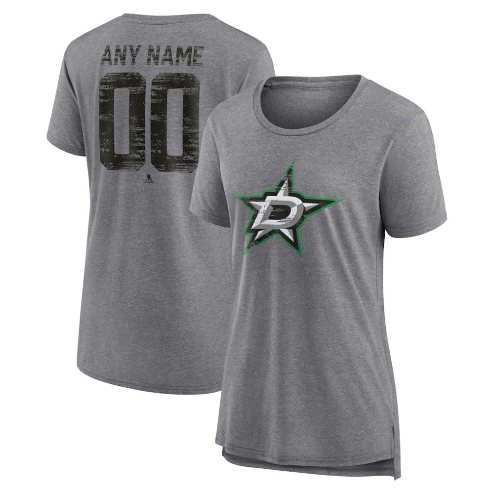 Dallas Stars Women's Heritage Custom Tri-Blend T-Shirt Gray