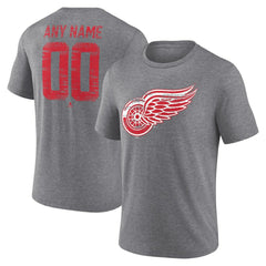 Detroit Red Wings Heritage Custom Tri-Blend T-Shirt Gray