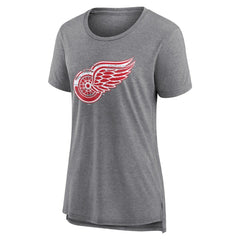 Detroit Red Wings Women's Heritage Custom Tri-Blend T-Shirt Gray