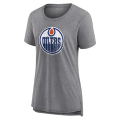 Edmonton Oilers Women's Heritage Custom Tri-Blend T-Shirt Gray