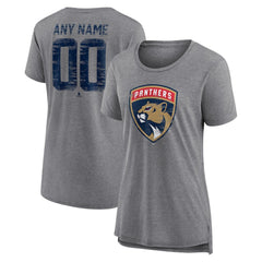 Florida Panthers Women's Heritage Custom Tri-Blend T-Shirt Gray
