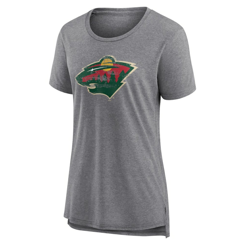 Minnesota Wild Women's Heritage Custom Tri-Blend T-Shirt Gray