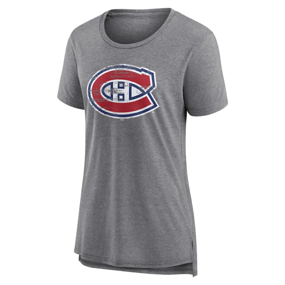 Montreal Canadiens Women's Heritage Custom Tri-Blend T-Shirt Gray