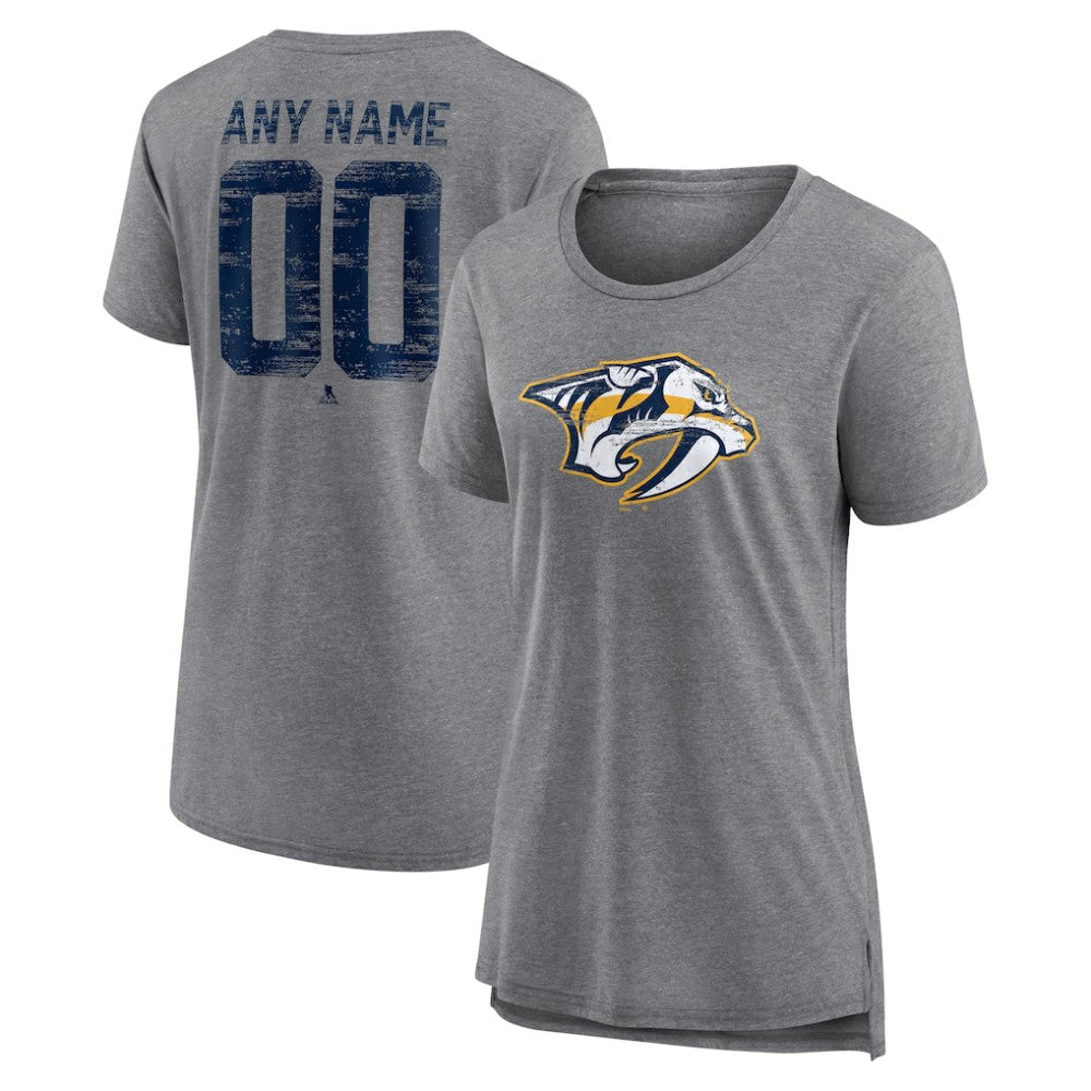 Nashville Predators Women's Heritage Custom Tri-Blend T-Shirt Gray
