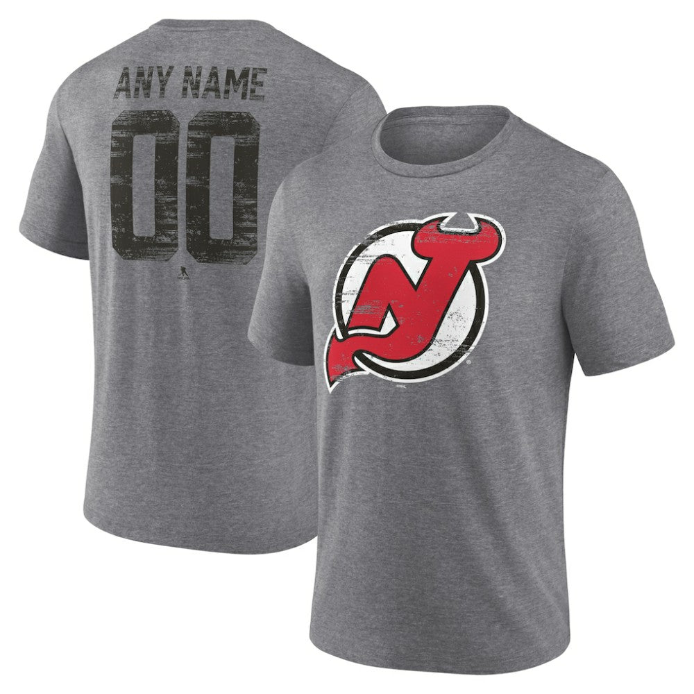 New Jersey Devils Heritage Custom Tri-Blend T-Shirt Gray