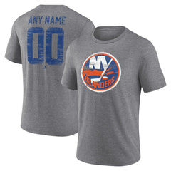New York Islanders Heritage Custom Tri-Blend T-Shirt Gray