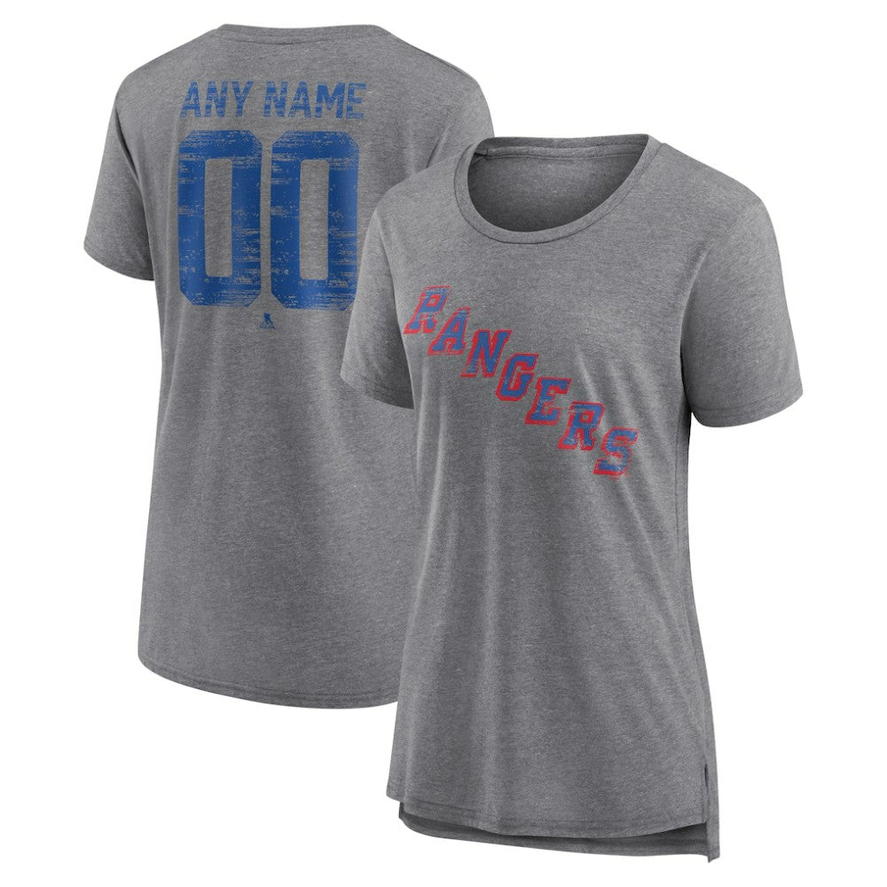 New York Rangers Women's Heritage Custom Tri-Blend T-Shirt Gray
