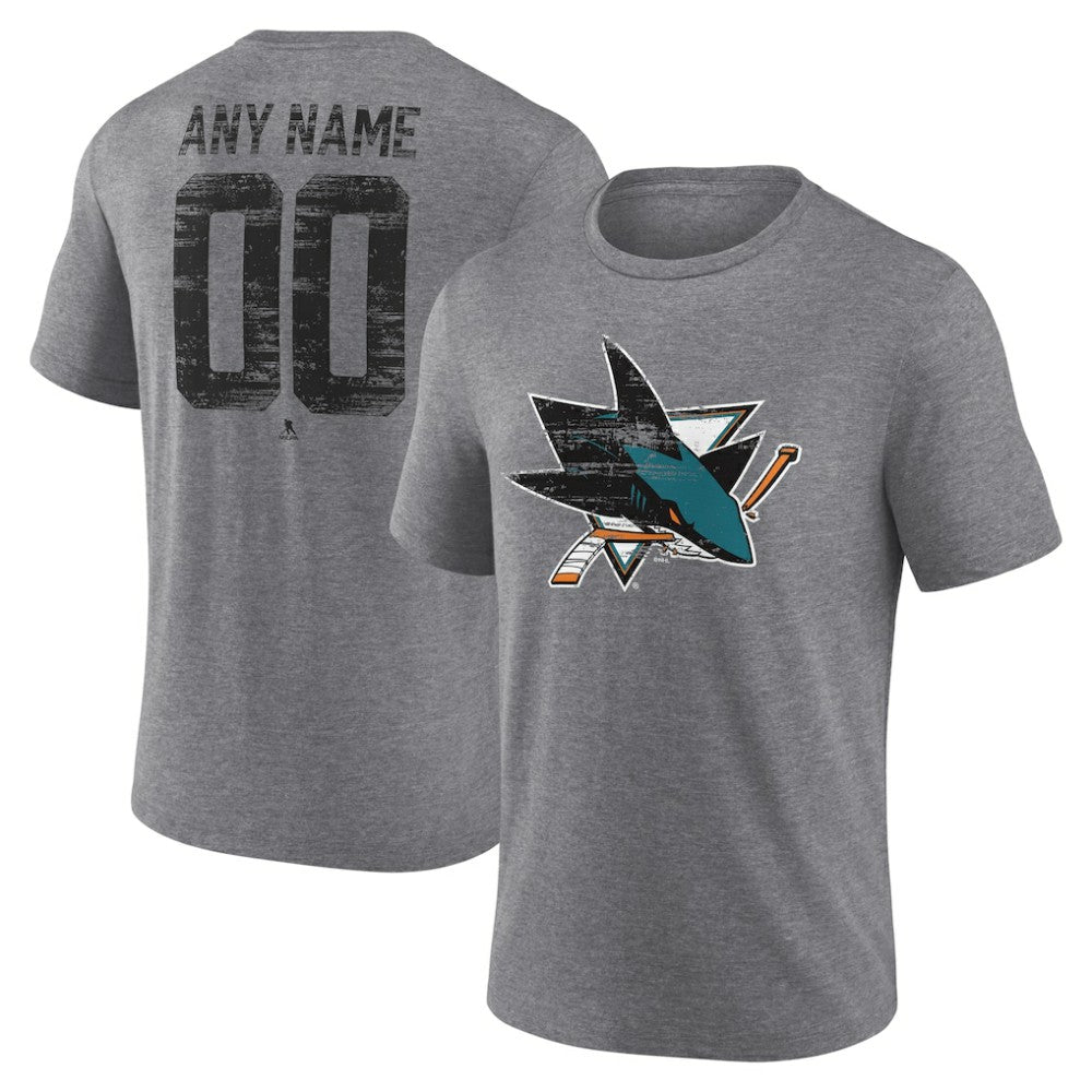 San Jose Sharks Heritage Custom Tri-Blend T-Shirt Gray