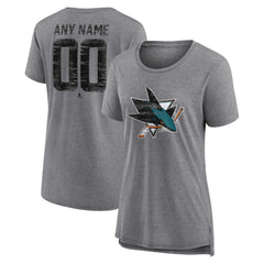 San Jose Sharks Women's Heritage Custom Tri-Blend T-Shirt Gray