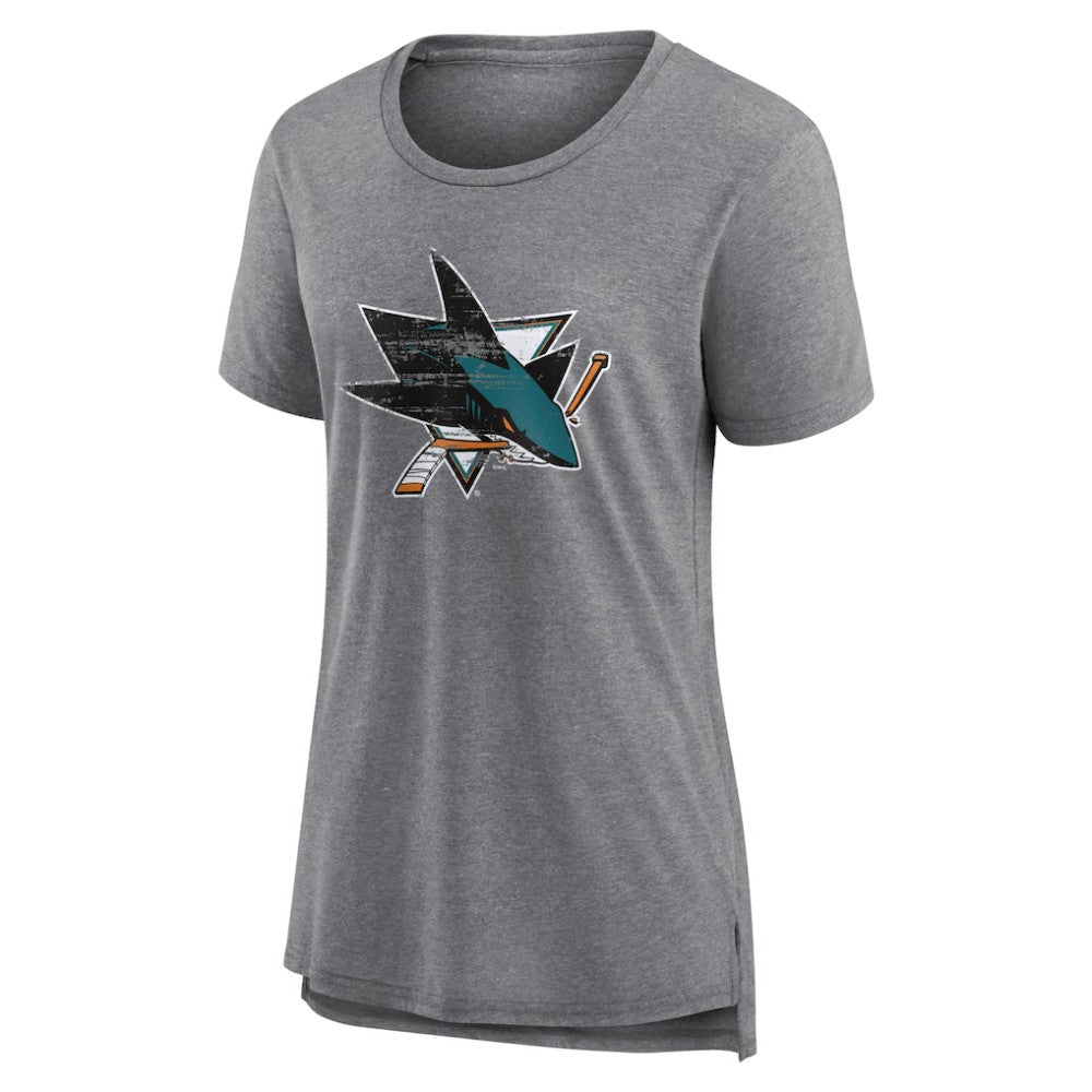 San Jose Sharks Women's Heritage Custom Tri-Blend T-Shirt Gray