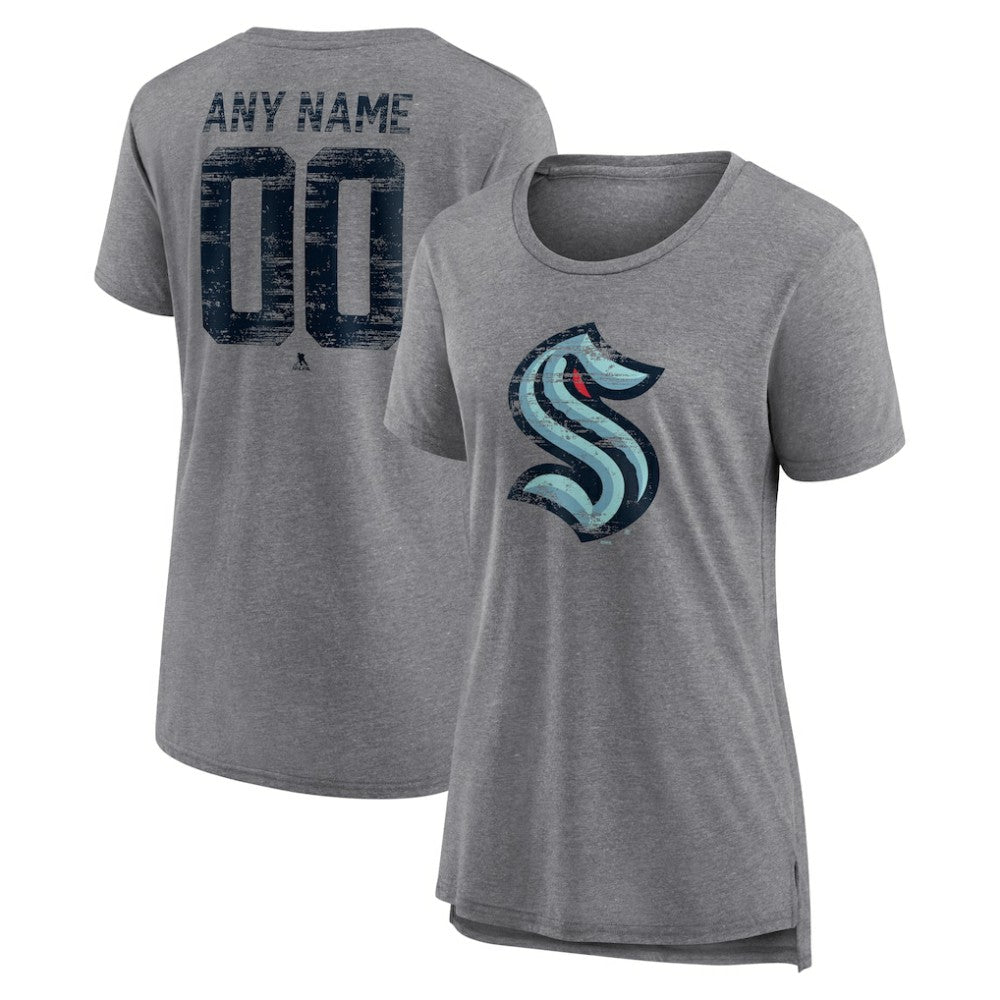 Seattle Kraken Women's Heritage Custom Tri-Blend T-Shirt Gray