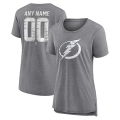 Tampa Bay Lightning Women's Heritage Custom Tri-Blend T-Shirt Gray
