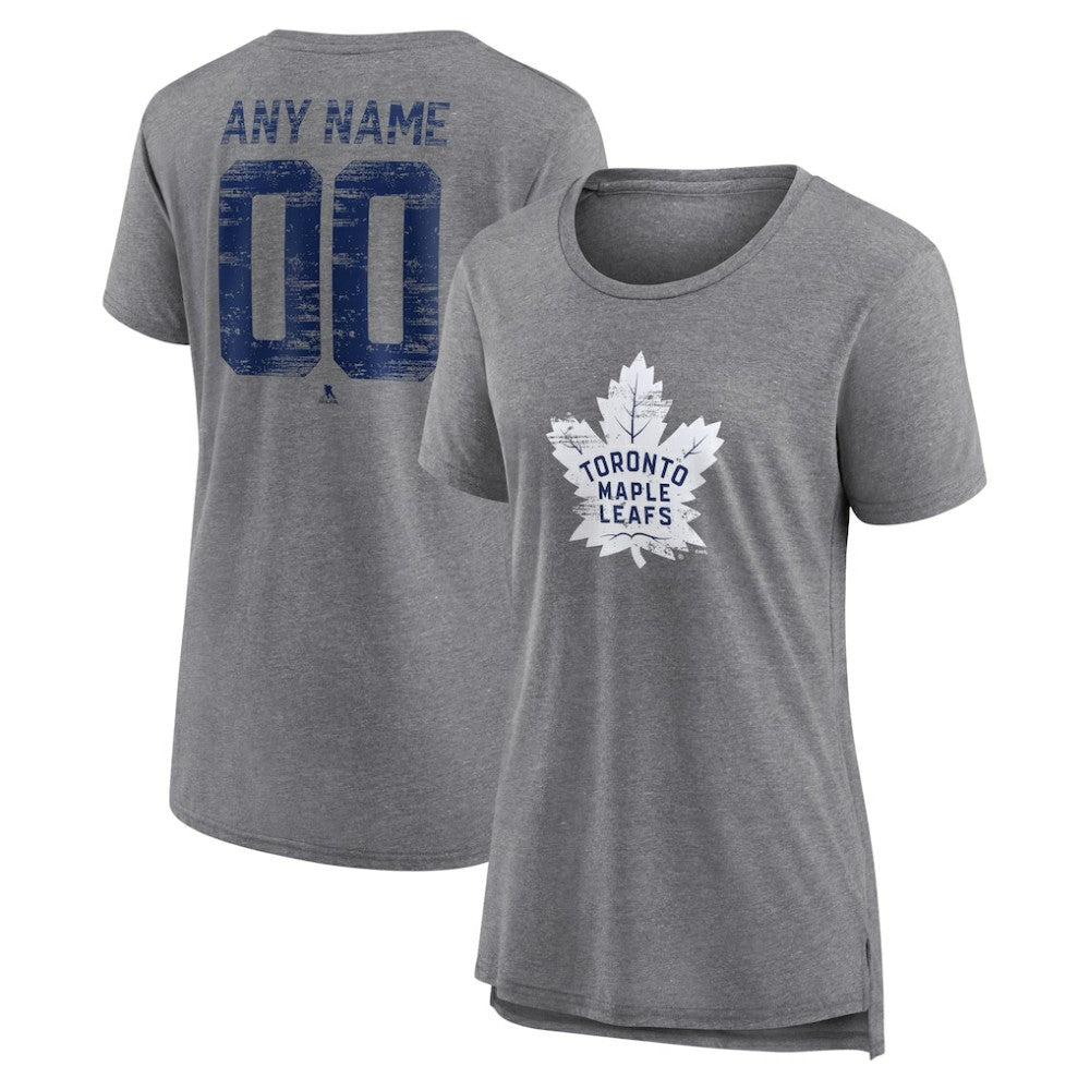 Toronto Maple Leafs Women's Heritage Custom Tri-Blend T-Shirt Gray