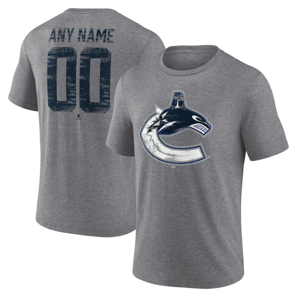 Vancouver Canucks Heritage Custom Tri-Blend T-Shirt Gray
