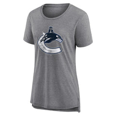 Vancouver Canucks Women's Heritage Custom Tri-Blend T-Shirt Gray