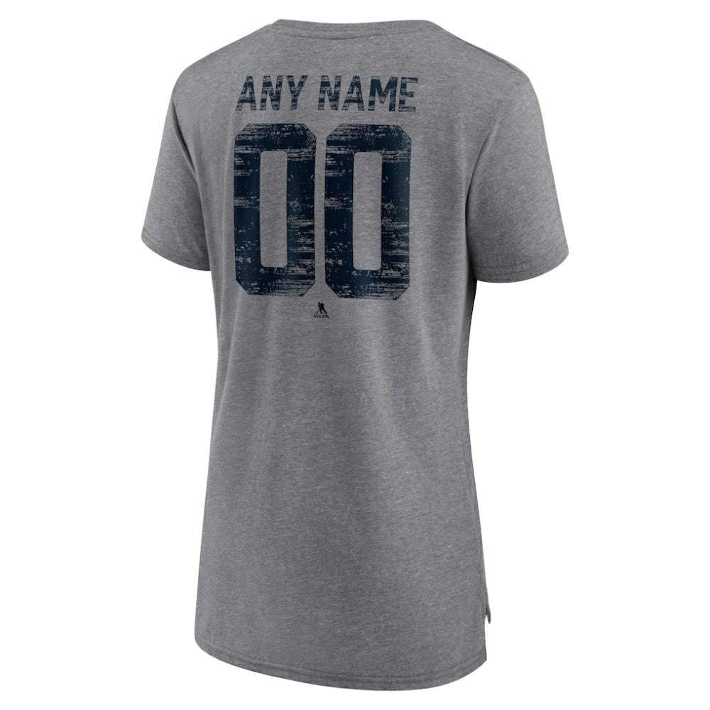 Vancouver Canucks Women's Heritage Custom Tri-Blend T-Shirt Gray