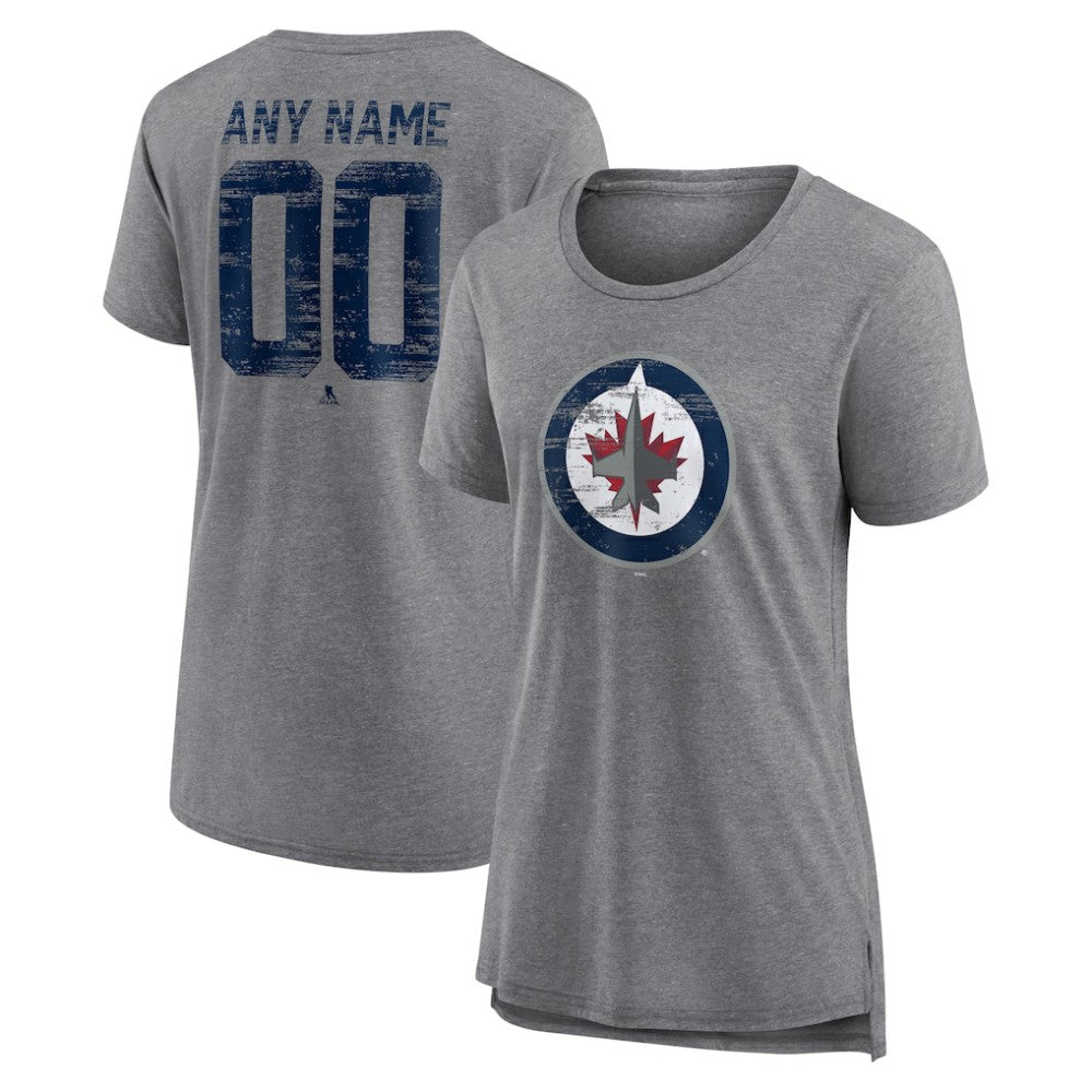 Winnipeg Jets Women's Heritage Custom Tri-Blend T-Shirt Gray