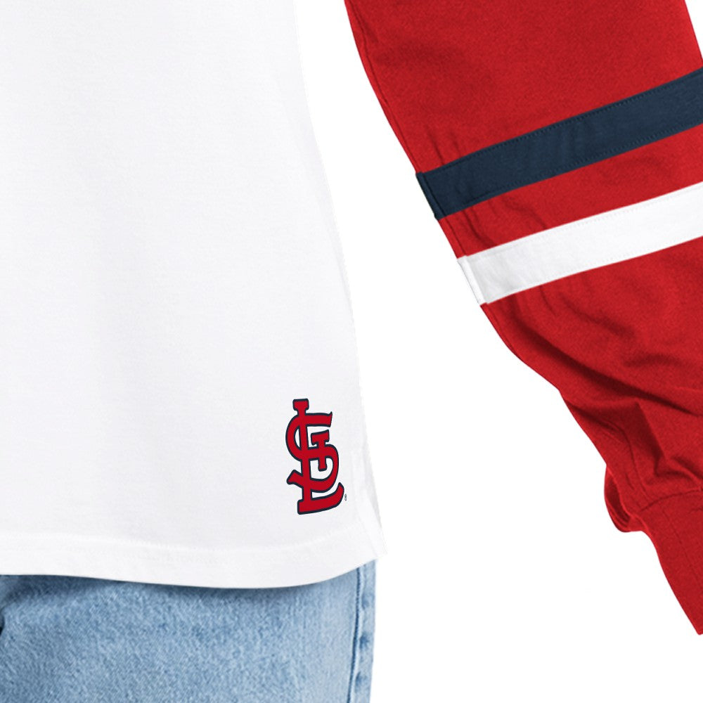 St. Louis Cardinals G-III 4Her by Carl Banks Women's Key Player Oversized Hooded Long Sleeve T-Shirt - White/Red