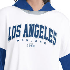 Los Angeles Dodgers G-III 4Her by Carl Banks Women's Key Player Oversized Hooded Long Sleeve T-Shirt - White/Royal