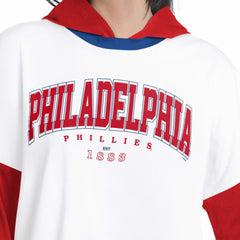 Philadelphia Phillies G-III 4Her by Carl Banks Women's Key Player Oversized Hooded Long Sleeve T-Shirt - White/Red