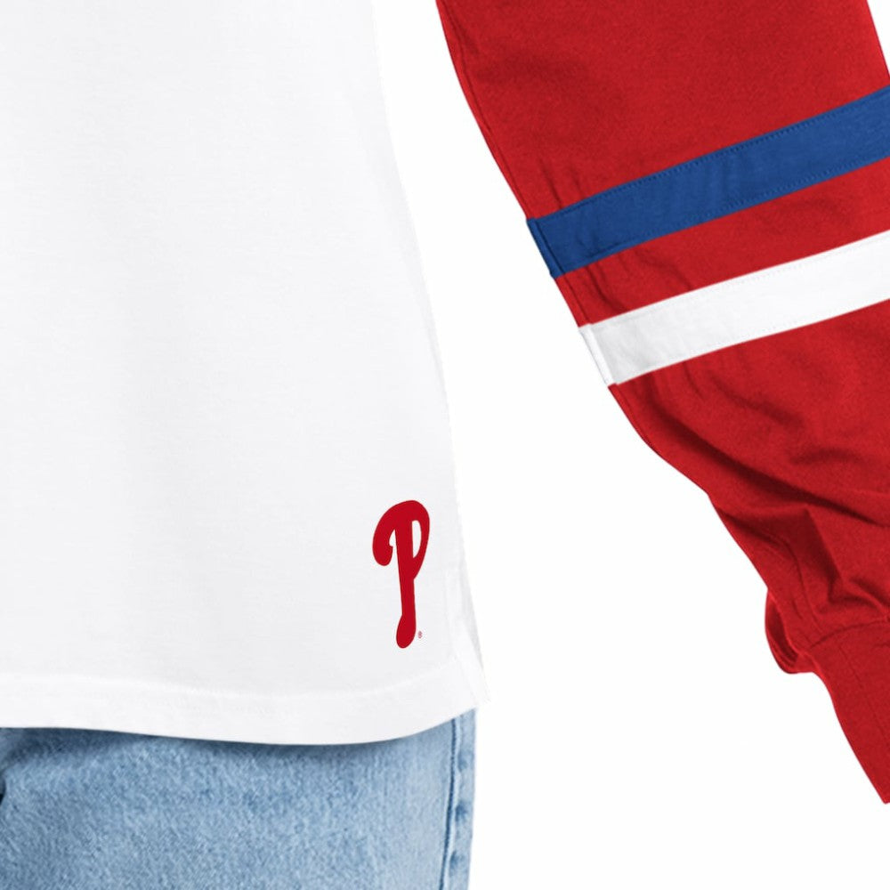 Philadelphia Phillies G-III 4Her by Carl Banks Women's Key Player Oversized Hooded Long Sleeve T-Shirt - White/Red