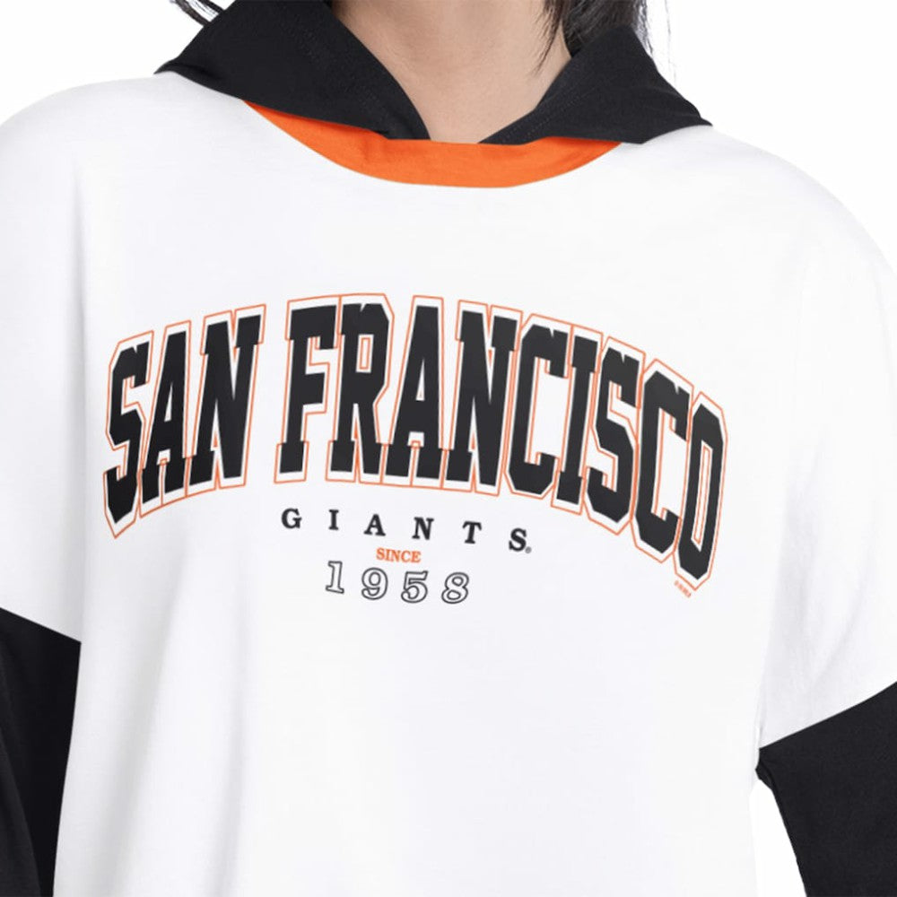 San Francisco Giants G-III 4Her by Carl Banks Women's Key Player Oversized Hooded Long Sleeve T-Shirt - White/Black