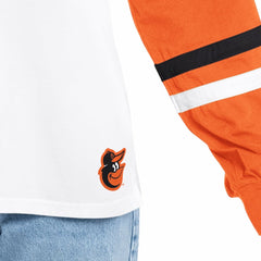 Baltimore Orioles G-III 4Her by Carl Banks Women's Key Player Oversized Hooded Long Sleeve T-Shirt - White/Orange